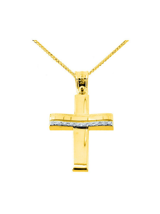 Damen Gold Kreuz 14K mit Kette