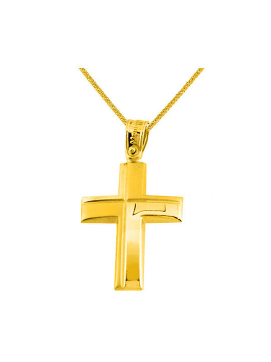 Herren Gold Kreuz 14K mit Kette