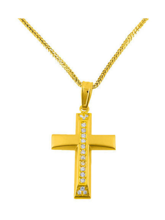 Damen Gold Kreuz 14K mit Kette