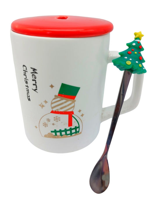 Christmas Mug Porcelain Red 1pcs