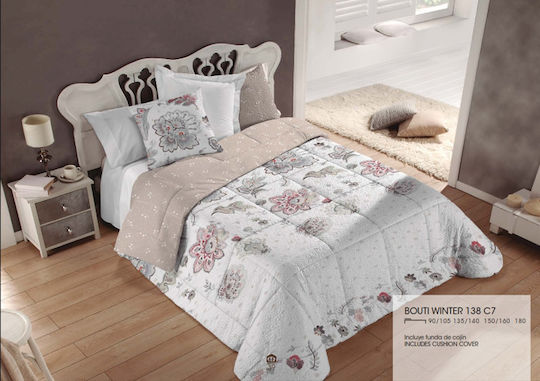 Manterol Casa Duvet Cover with Microfiber Filling Queen 235x270cm Bouti Winter Beige