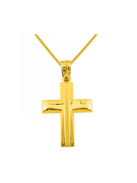 Herren Gold Kreuz 14K mit Kette