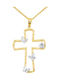 Damen Gold Kreuz 14K mit Kette