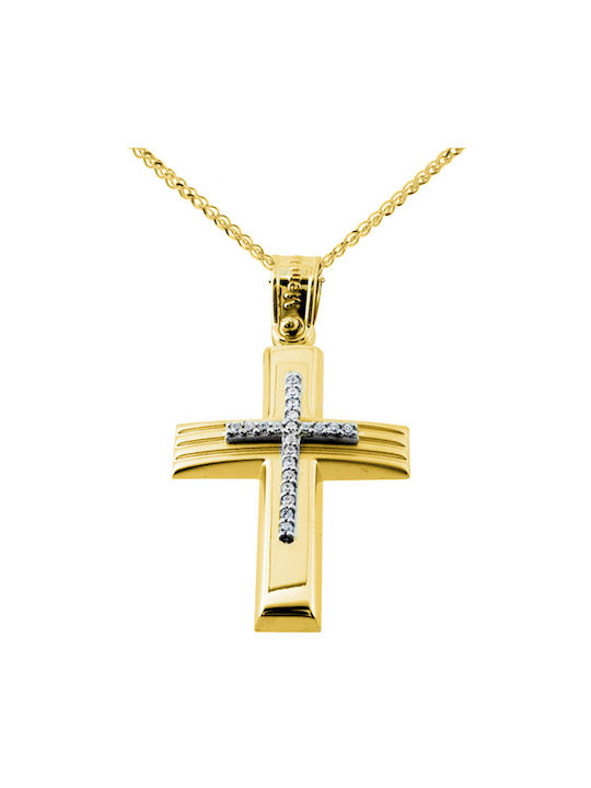 Damen Gold Kreuz 14K mit Kette