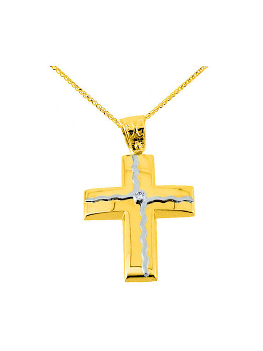 Damen Gold Kreuz 14K mit Kette