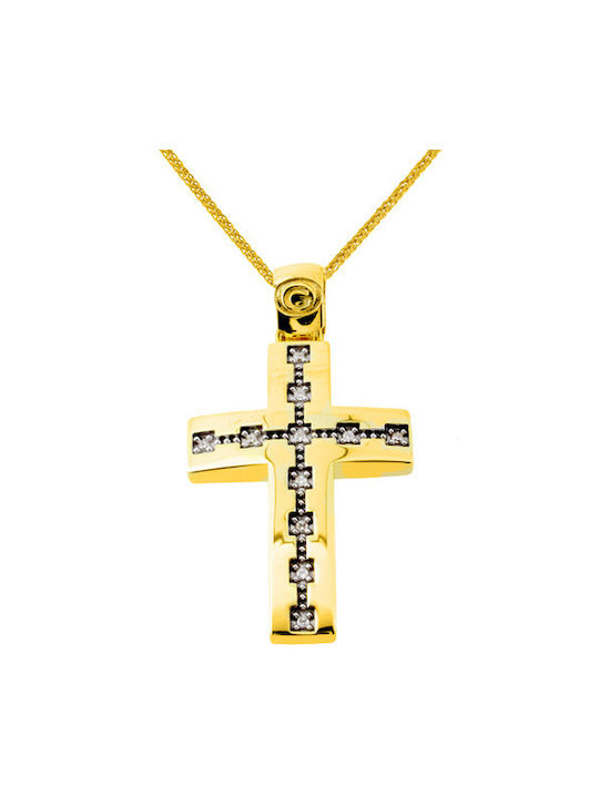 Damen Gold Kreuz 14K mit Kette