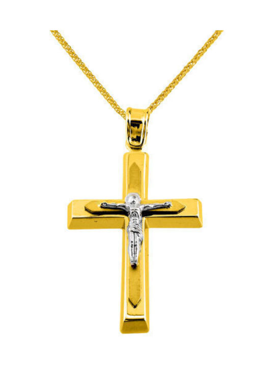 Herren Gold Kreuz 14K mit Kette