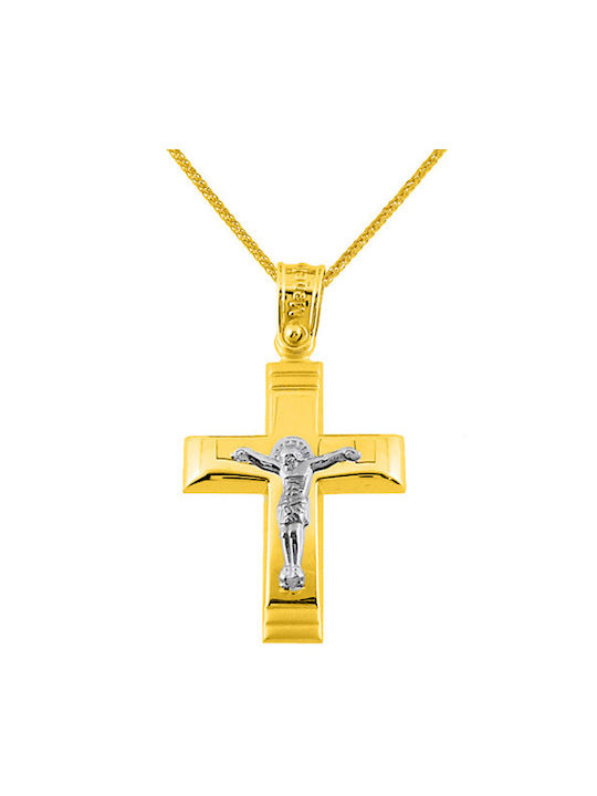 Herren Gold Kreuz 14K mit Kette