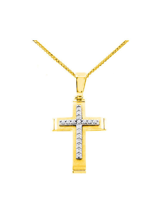 Damen Gold Kreuz 14K mit Kette