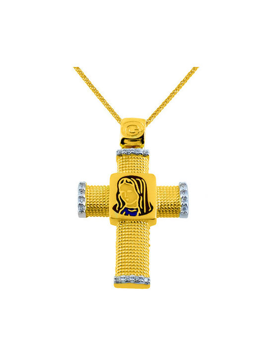 Damen Gold Kreuz 14K mit Kette