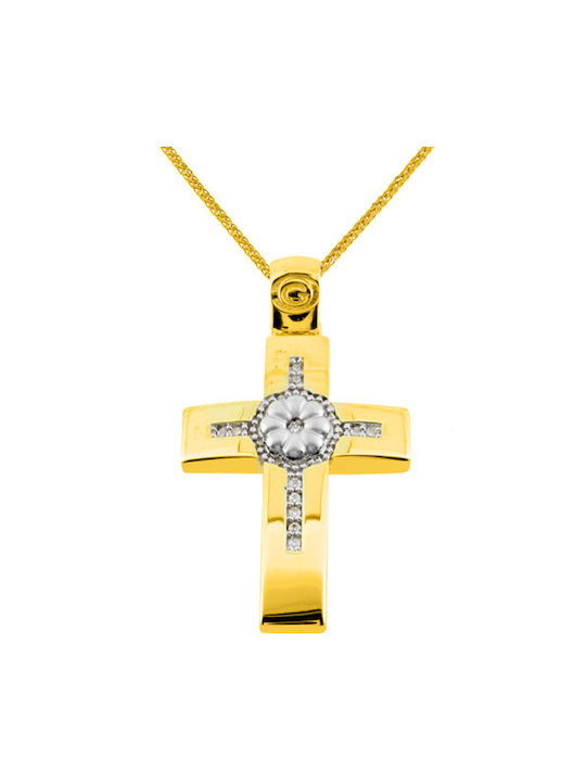 Damen Gold Kreuz 14K mit Kette