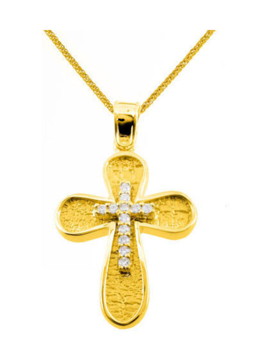 Damen Gold Kreuz 14K mit Kette