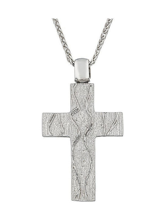 Verorama Men's White Gold Cross 14K with Chain