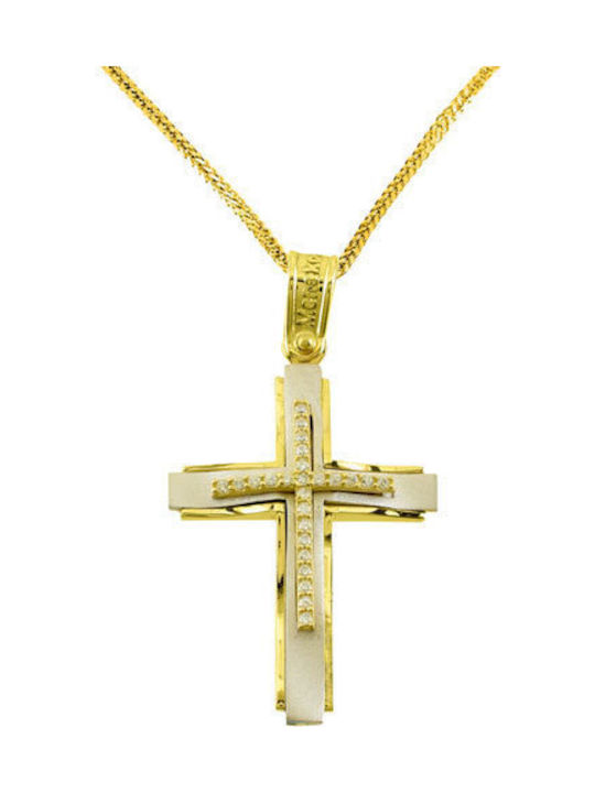 Damen Weißgold Kreuz 14K mit Kette