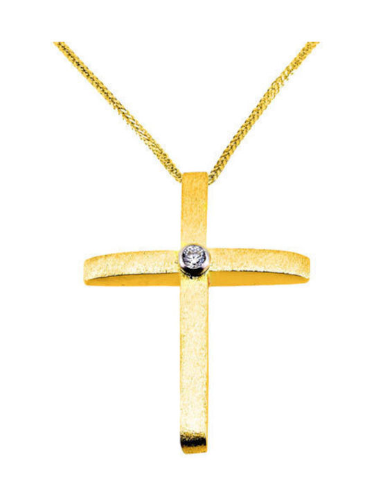 Damen Gold Kreuz 14K mit Kette