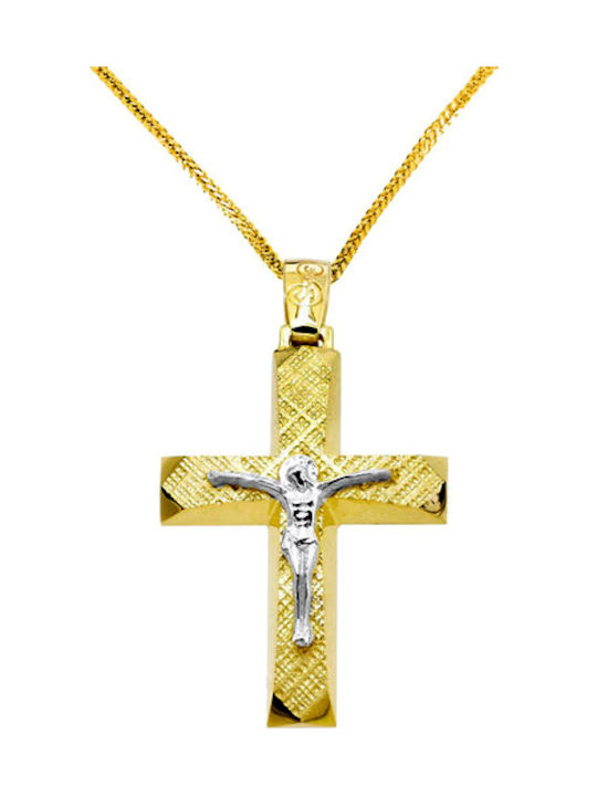 Herren Gold Kreuz 14K mit Kette