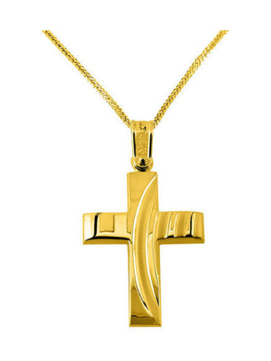 Herren Gold Kreuz 14K mit Kette