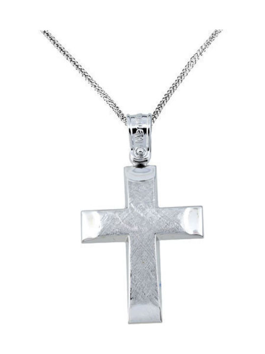 Men's White Gold Cross 14K with Chain