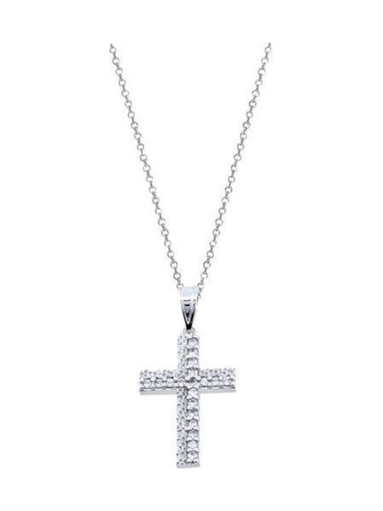 Weißgold Kreuz 14K mit Kette