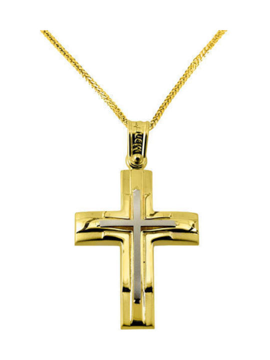 Herren Gold Kreuz 14K mit Kette