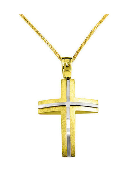 Herren Gold Kreuz 14K mit Kette