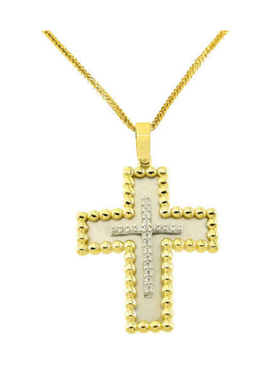 Damen Weißgold Kreuz 14K mit Kette