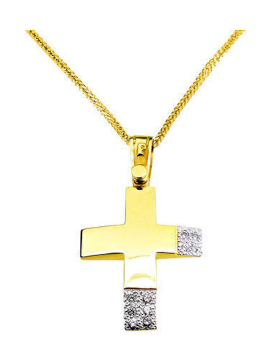 Damen Gold Kreuz 14K mit Kette