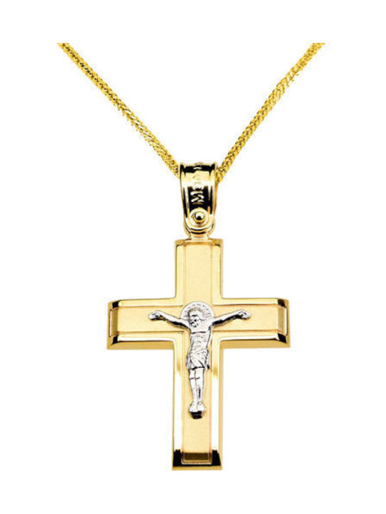 Herren Gold Kreuz 14K mit Kette