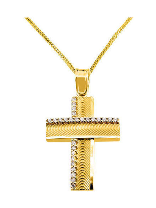 Damen Gold Kreuz 14K mit Kette