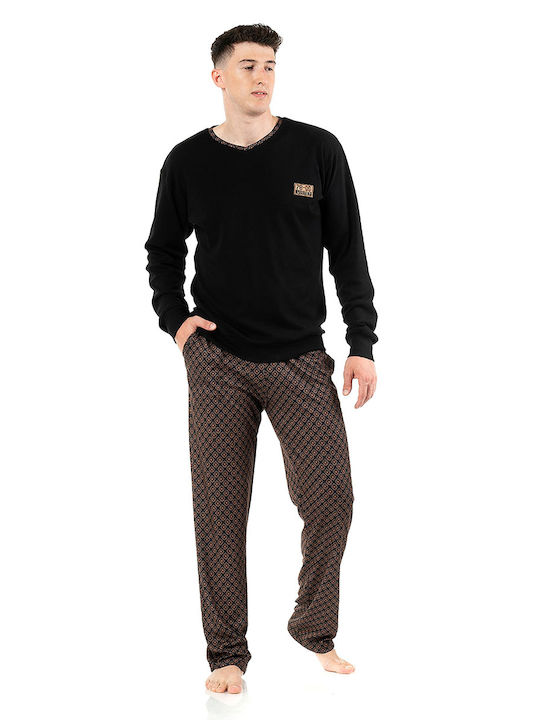 Mara-M Men's Winter Cotton Pajamas Set Black