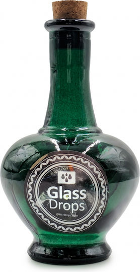 Glass Drops Bottle Water Glass with Cork Green 250ml