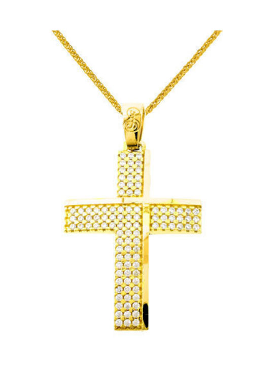 Damen Gold Kreuz 14K mit Kette