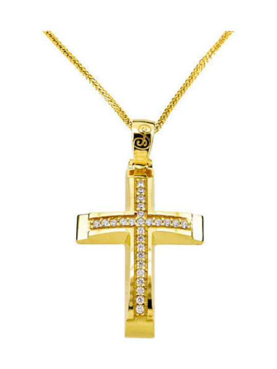 Damen Gold Kreuz 14K mit Kette