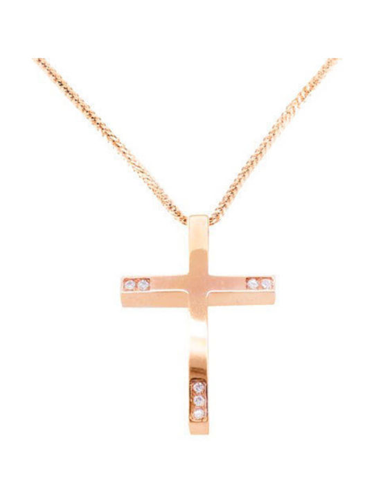 Women's Rose Gold Plated Cross with Chain