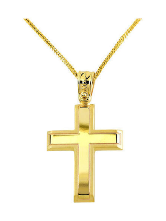 Herren Gold Kreuz 14K mit Kette