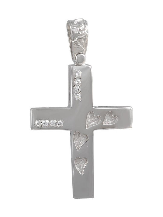 Damen Weißgold Kreuz 14K