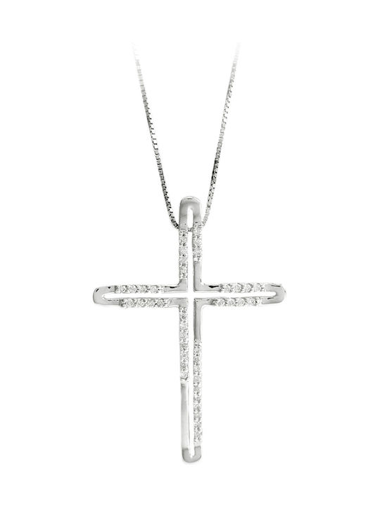 Art d or Weißgold Kreuz 18K mit Kette