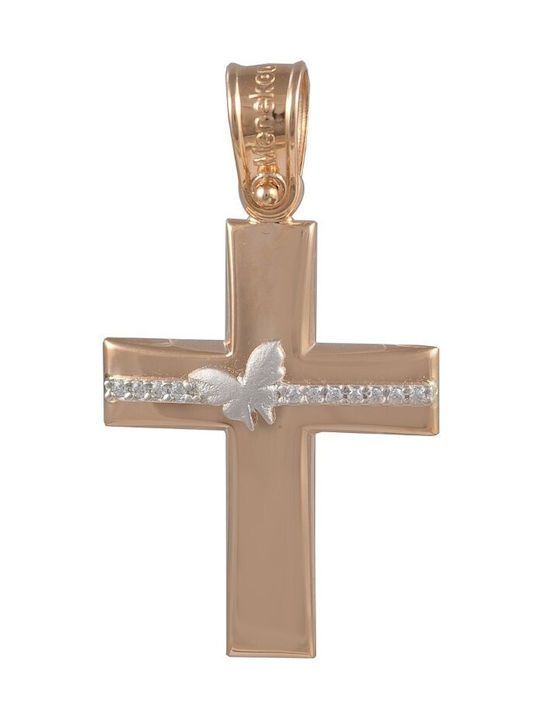 Women's Rose Gold Cross 14K