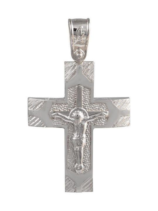 Men's White Gold Cross 14K