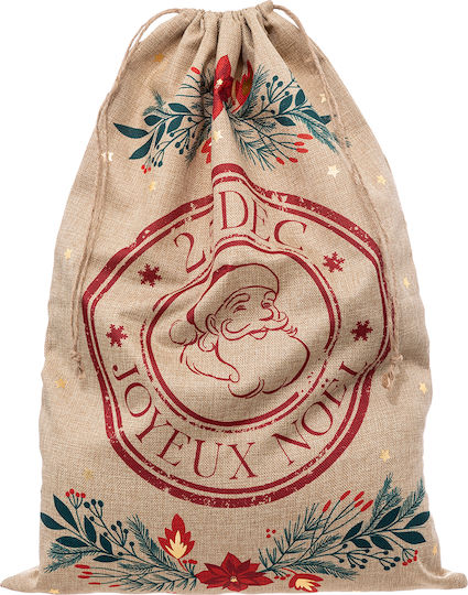 Atmosphera As Poinsettia Fabric Christmas Sack for Gift Beige 50x70cm