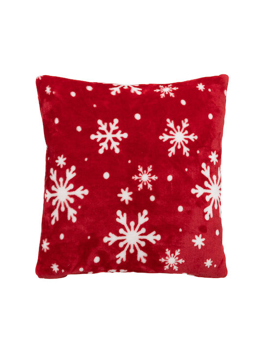 Atmosphera Christmas Decorative Pillow Snowflakes Square Red 40x40cm