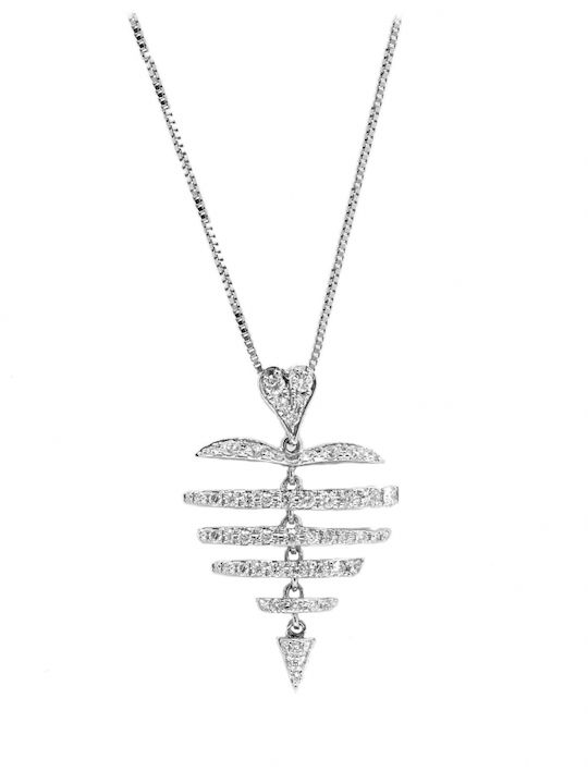 Art Collection Necklace with design Heart from White gold 18k with Diamond