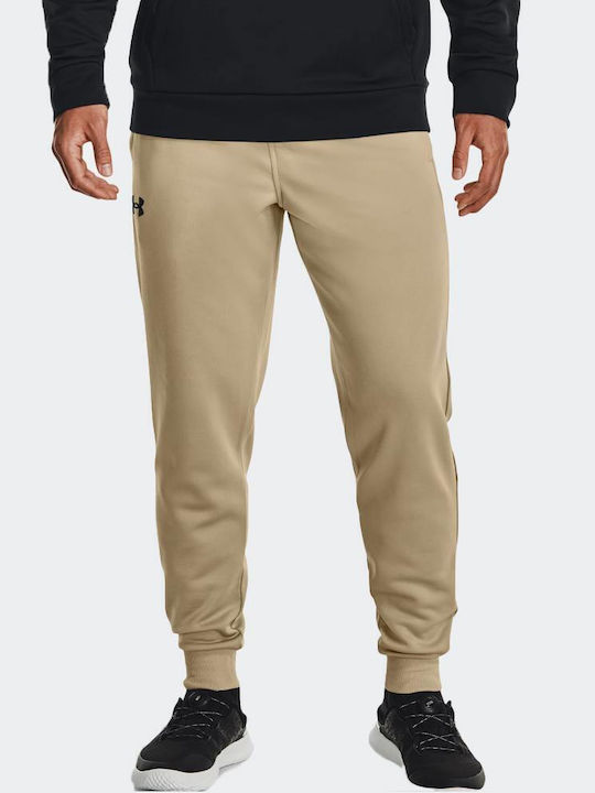 Under Armour Men's Fleece Sweatpants with Rubber Khaki