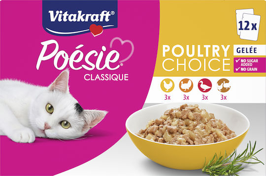 Vitakraft Hrană Umedă pentru Pisici în Conservă cu Păsări de curte 12x85gr