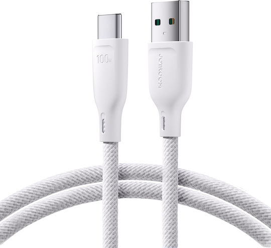 Joyroom Multi-color Series Sa34-ac6 USB 2.0 Cable USB-C male - USB-A 100W PD Λευκό 1m