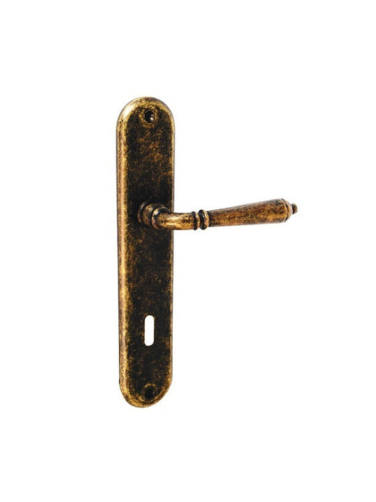 Import Hellas Lever Middle Door with Rosette Pair Rust