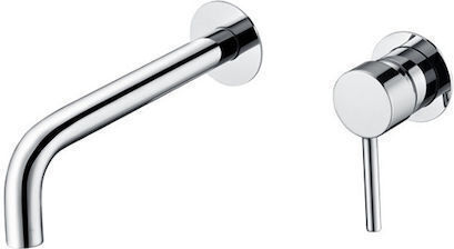 Excel Romina Set Mischer & Auslauf für Wandmontage für für Waschbecken 1 Ausfahrt Silber