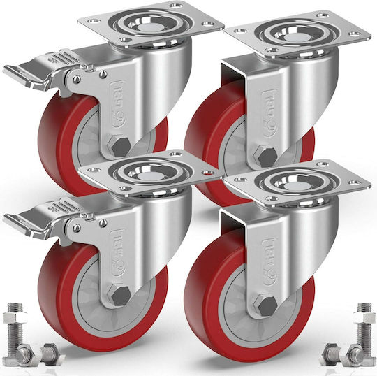 Gbl Castor Roți Rotative Poliuretană Cu Frână 4 Bucăți 100x100mm