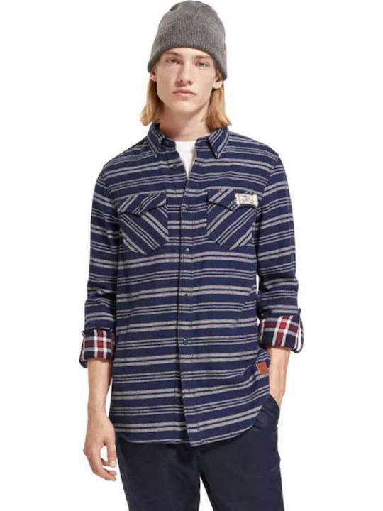 Scotch & Soda Long-sleeved Cotton Shirt Striped...