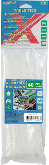 Tpster Δεματικά Καλωδίων Πλαστικά 200mmx3.6mm σε Λευκό χρώμα (40τμχ) (32536)